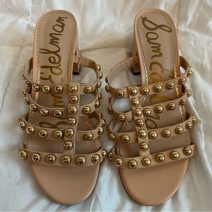Sam Edelman - Suri Studded Block Heel Sandals - Nude - Size 8.5